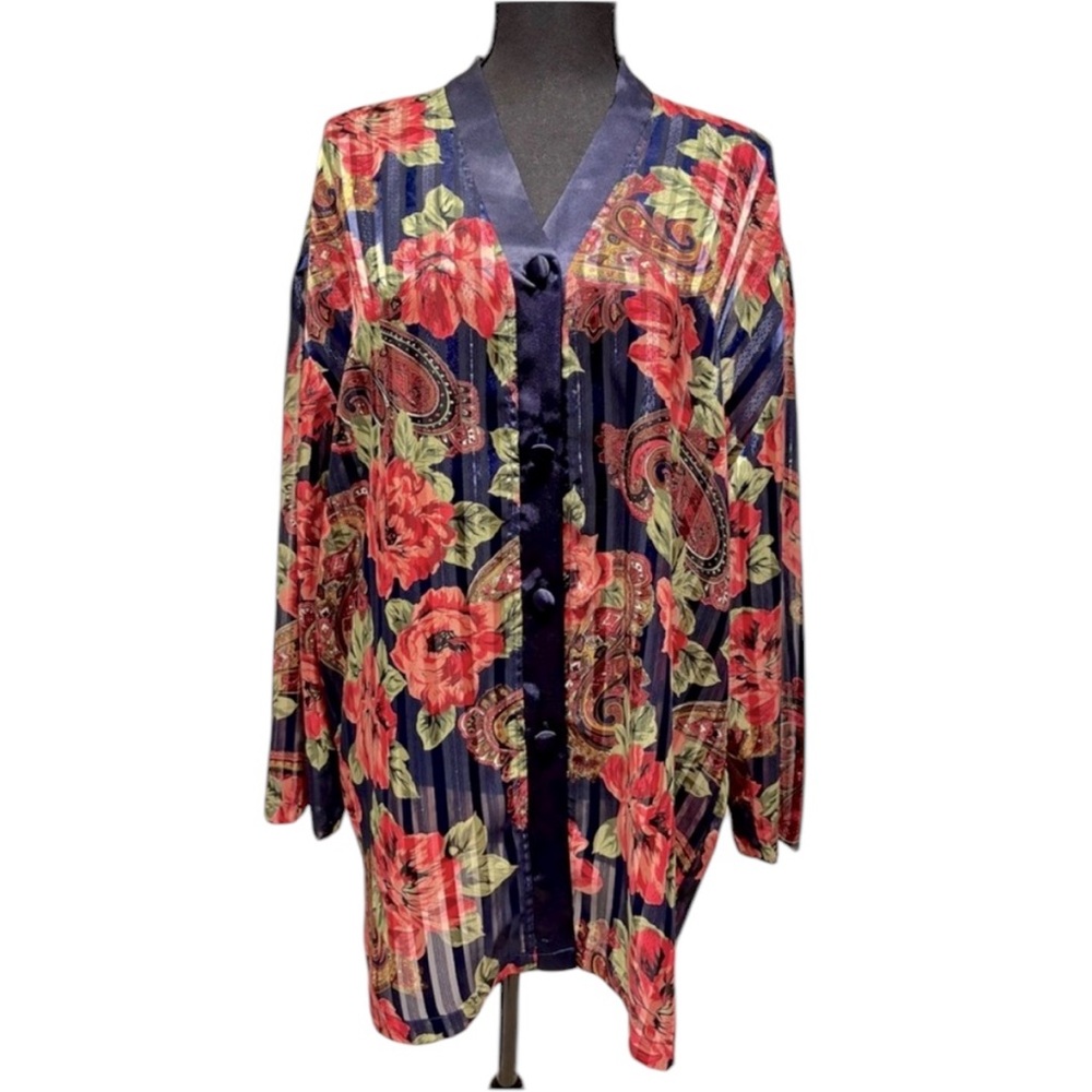 VINTAGE Victorias Secret Gold Tag Rose PJ Pajama Shirt Nightgown Lingerie LARGE